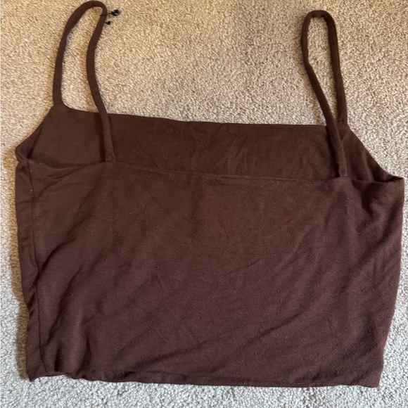 NAKED WARDROBE SOLID VIBES CHOCOLATE BROWN CROP TANK XL - Picture 9 of 9